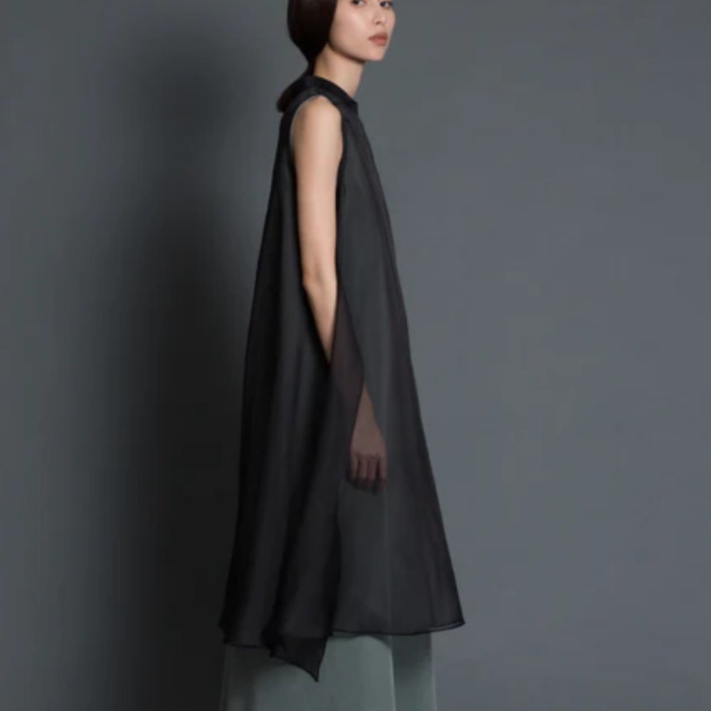 KAAREM Glass Overlap Organza Sheer Dress (S) - $420
